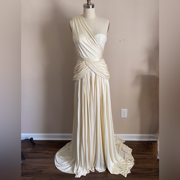 Della Giovanna Ivory 2 piece Draped Bridal Gown Wedding Dress Size 2 - Picture 7 of 16